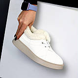 Повсякденні теплі замшеві стьобані легкі білі автоледі, фото 9