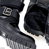 Дизайнерські еластичні стрейчові чорні ботфорти на тракторній підошві, фото 7