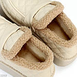 Бежеві фактурні зимові автоледі натуральна шкіра на хутрі, фото 9