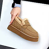 Фактурні зимові бежеві автоледі натуральна шкіра на хутрі, фото 4
