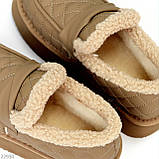 Фактурні зимові бежеві автоледі натуральна шкіра на хутрі, фото 7