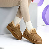 Фактурні зимові бежеві автоледі натуральна шкіра на хутрі, фото 8