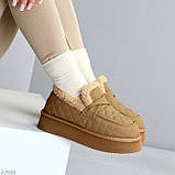 Фактурні зимові бежеві автоледі натуральна шкіра на хутрі, фото 9