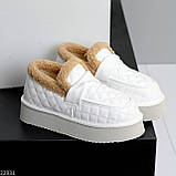 Білі фактурні зимові автоледі натуральна шкіра на хутрі, фото 2