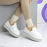 Білі фактурні зимові автоледі натуральна шкіра на хутрі, фото 3