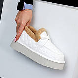 Білі фактурні зимові автоледі натуральна шкіра на хутрі, фото 4