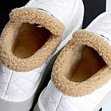 Білі фактурні зимові автоледі натуральна шкіра на хутрі, фото 6