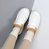 Білі фактурні зимові автоледі натуральна шкіра на хутрі, фото 7