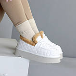 Білі фактурні зимові автоледі натуральна шкіра на хутрі, фото 8