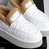 Білі фактурні зимові автоледі натуральна шкіра на хутрі, фото 9