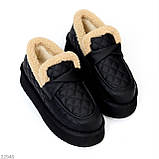 Чорні фактурні зимові автоледі натуральна шкіра на хутрі, фото 2
