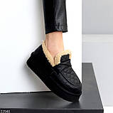 Чорні фактурні зимові автоледі натуральна шкіра на хутрі, фото 4