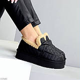 Чорні фактурні зимові автоледі натуральна шкіра на хутрі, фото 5