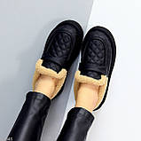 Чорні фактурні зимові автоледі натуральна шкіра на хутрі, фото 6