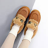 Замшеві зимові автоледі натуральна замша на хутрі колір карамель, фото 9