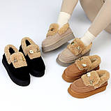 Замшеві зимові бежеві автоледі натуральна замша на хутрі, фото 10