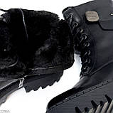 Ефектні чорні шкіряні берці на тракторній підошві стильний декор шпилька, фото 9