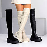 Ефектні високі чорні молодіжні ботфорти на платформі єврозима, фото 9