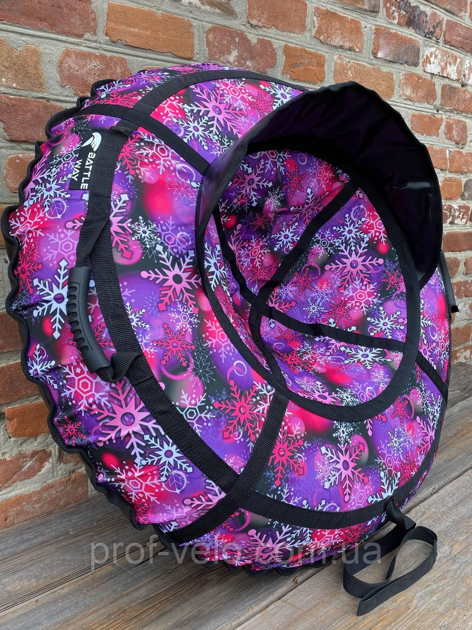 Тюбінг зі спинкою Сніжинки фіолетові 100 см, фото 1