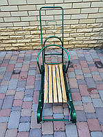 Санки "Королівські" дитячі з переставною ручкою штовхачем та мотузкою дизайн 2024 колір зелений