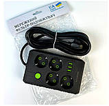 Подовжувач UA Power F15U на 4 розетки, 3USB, 4 м, чорний, фото 4