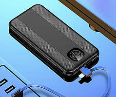 Портативна зовнішня батарея Power Bank Mobile 20000 mAh із вбудованим кабелем та швидкою зарядкою, потужний повербанк Чорний YM-36