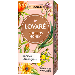 Чай без кофеїну Lovare Tisanes Rooibos Honey з ройбушем і квітами 24 пакетики