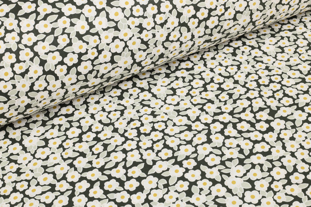 Ранфорс 240 см Дрібні квіточки на графітовому Organic cotton