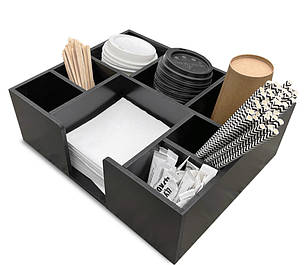 Барний органайзер для кафе (8 відділень, тип 3) 31х25х10см (МДФ) лінія BLACK, фото 1