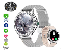 Жіночий смарт годинник з функцією дзвінка,Круглий розумний жіночий годинник для android і ios