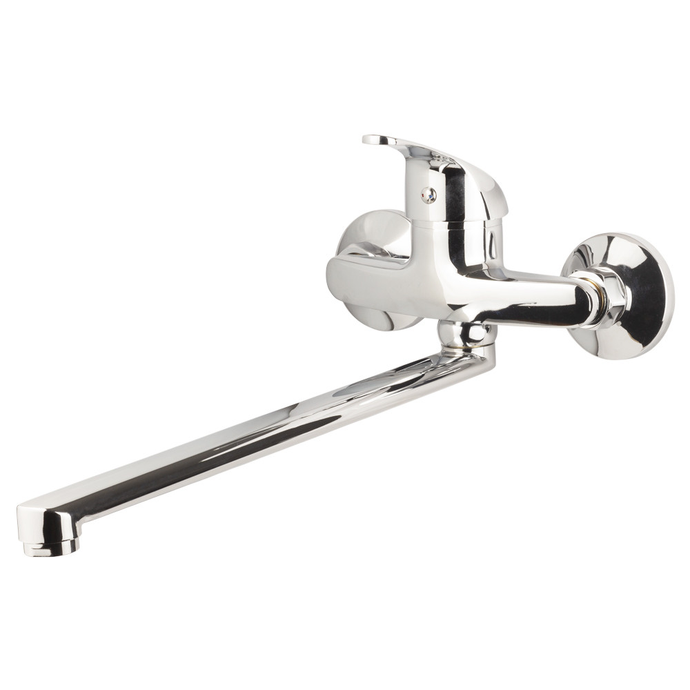 Змішувач для ванни або кухні настінний, без виходу для душового шлангу (вилив прямий 250 мм) ТМ AQUATICA, фото 1