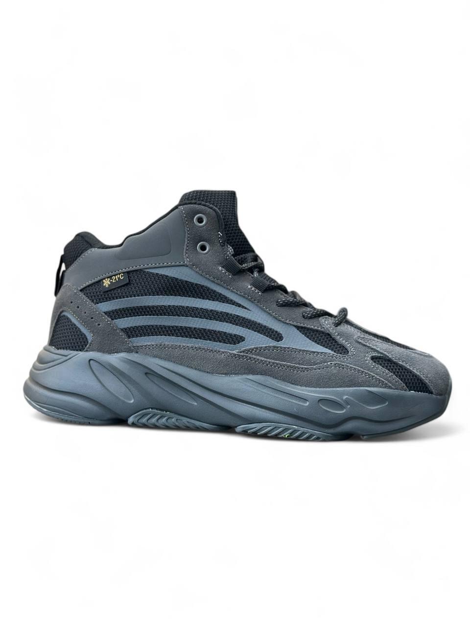 Кросівки чоловічі зимові сірі Adidas Yeezy Boost 700 Dark Grey Black Winter Fur (19129), фото 1