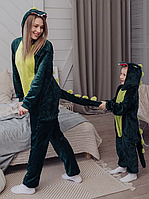 Кигуруми зеленый Дино на парня, кингуруми крокодил для взрослых на пуговицах с длинным хвостом теплый кегуруми