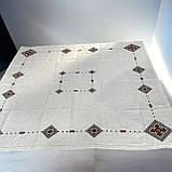 Скатертина вишита низинка ручна робота прямокутна "ГУЦУЛОЧКА" 220*140 см, фото 3