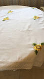Скатертина біле полотно "Соняшна" на прямокутний стіл ручна вишивка 280*160 См, фото 6