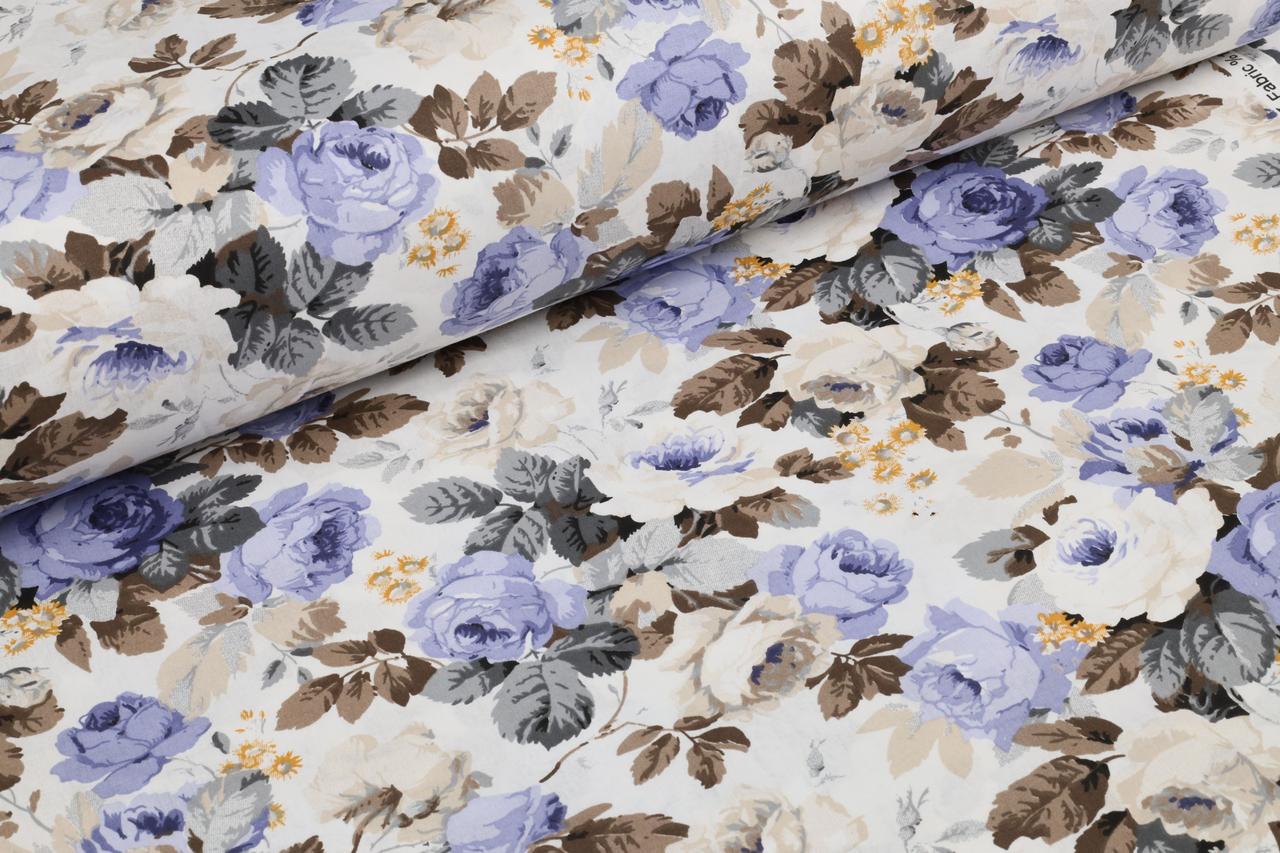 Ранфорс 240 см Троянди блакитні, фото 1