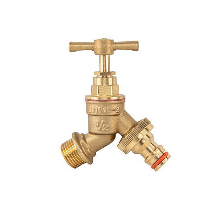 Кран вентильний РЗ 1/2", вихід РЗ 3/4", BRASS, BR-KCR1234, фото 1