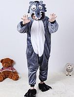 Кигуруми Волк на ребенка, детский кигуруми серого цвета пижама кегуруми для мальчика подростка 110-140 см.