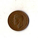 Велика Британія Король Георг VI 1/2 пенні 1945 рік №1753, фото 3