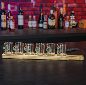 Чарки 6 шт з емблемою ДПСУ на підставці з ручкою