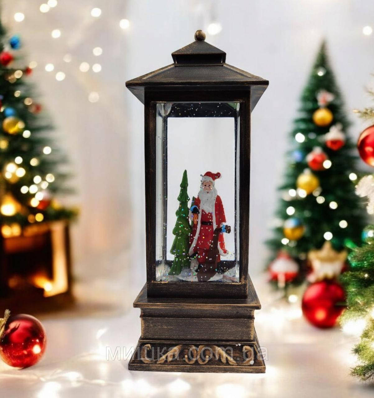 Музичний металевий новорічний ліхтарик-світильник 28 см №28C, фото 1