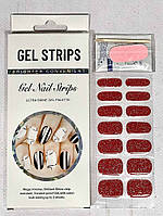 Гелеві наклейки для нігтів J01A (червоні з блискітками)