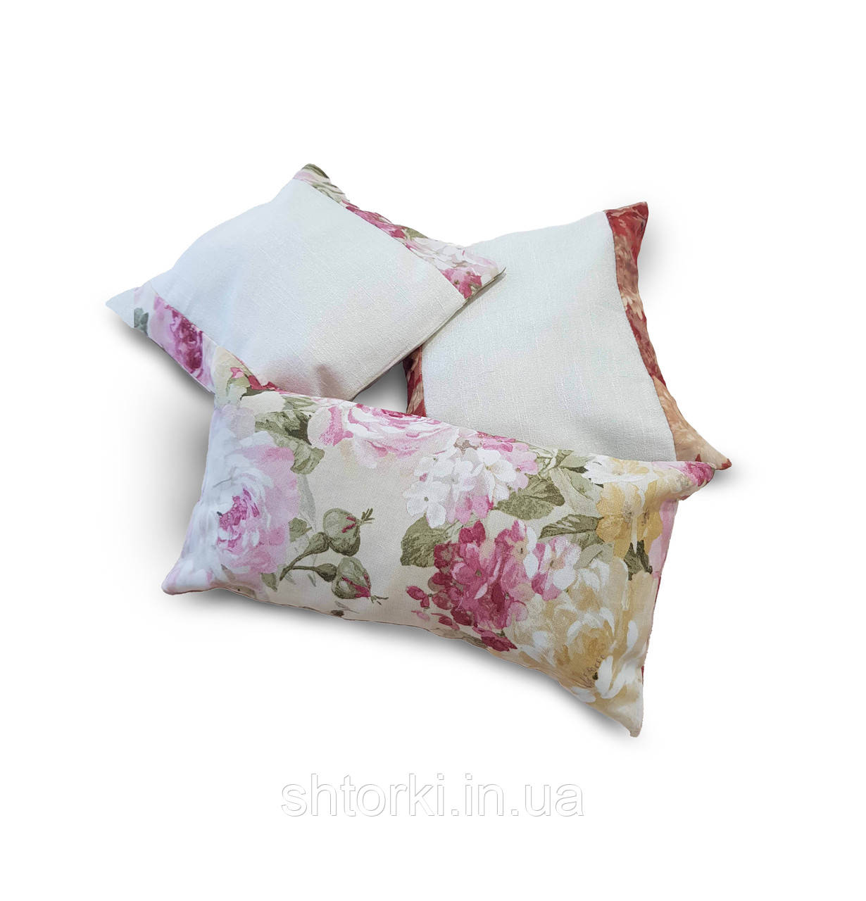 Комплект декоративних подушок молочні Firanka Flowers 31х28см 2шт 41х21см 1шт молочні з бежевим (п_0299)