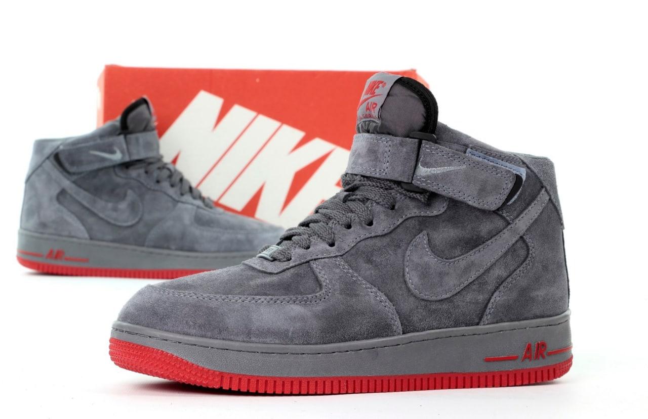 Зимові кросівки Nike Air Force High Gray Fur / Найк Аїр Форс Високі Сірі Хутро