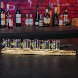 Чарки 6 шт з емблемою СБУ на підставці з ручкою