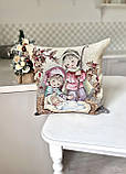 Наволочка Новорічна на подушку 45х45 см, гобелен з срібним люрексом, фото 2
