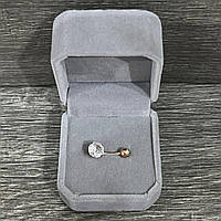 Сережка для пірсингу пупка "Сяючі діаманти" медзолото та циркони навела медична сталь у коробочці