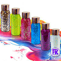 Набір рідких гелевих Блесток для тіла та волосся, Гліттер, 6 штук по 35 мл