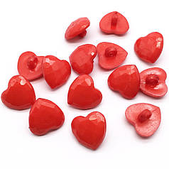 Ґудзики серця з петелькою, червоні (10 шт)