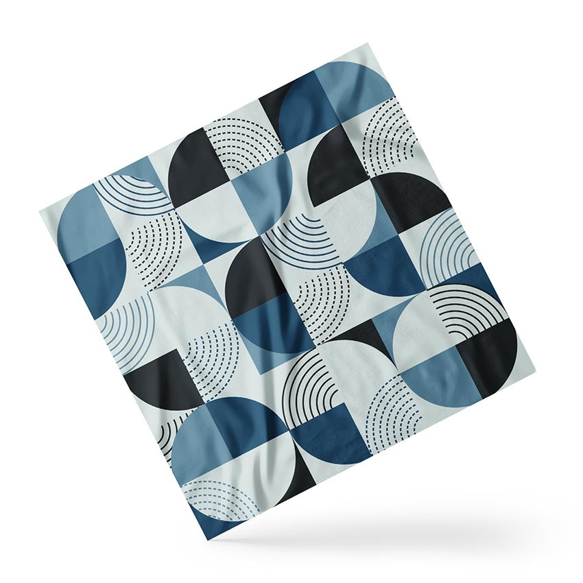 Хустка на голову і шию «Геометричні фігури. Блакитна. Geometric figures. Blue»